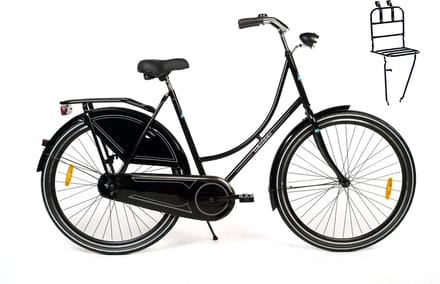 Wheelerz omafiets glans zwart met voordrager