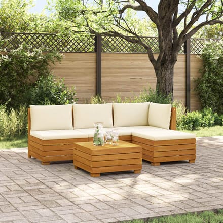 vidaXL - 5 - st - Buiten - bank - set - Massief - Acacia - Hout - Bruin