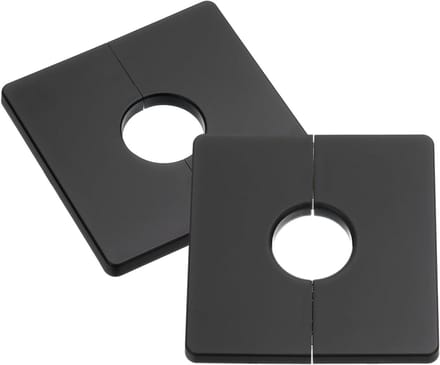 Afdekplaat Vierkant - Split Flens Muur - Leidingen Afwerken - Zelfklevende Montage - 86 x 86 mm - Zwart