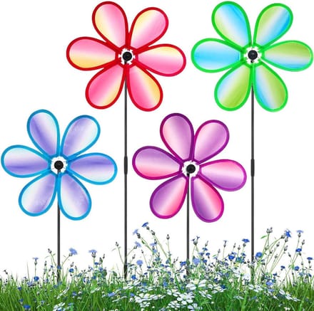 Windspinners Tuin - Bloembladvormig Decor - Buiten Decoratie - Vogelafweer - 4 stuks - Kleurrijk
