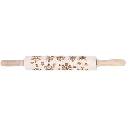 Rouleaux à pâtisserie en bois de Noël gravés en relief avec motif flocon de neige, outil de cuisson white