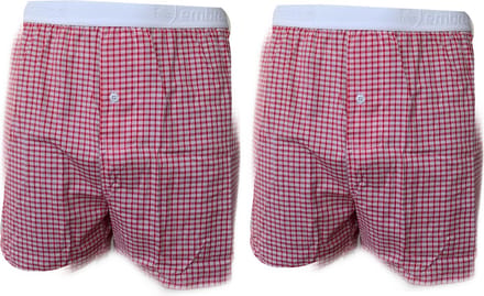 Embrator 2-stuks mannen Boxershort geruit rood/wit L