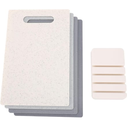 4 STUKS Snijplank Set PP Plastic Anti-Slip Hakborden met Standaard voor Vlees Groenten Fruit gray