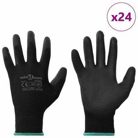 vidaXL Werkhandschoenen 24 st Zwart 11 / XXL Polyester