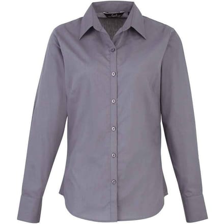 Premier Dames/Dames Popeline Blouse met Lange Mouwen (Staal)