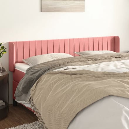 vidaXL - Hoofdbord - met - randen - 203x16x78/88 - cm - fluweel - roze