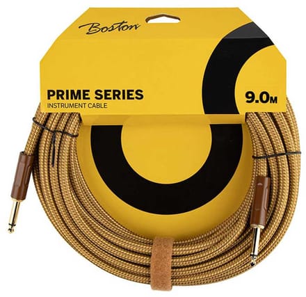 Boston GCRT-90 Prime Series Yellow Tweed Gitaarkabel Recht 9 Meter