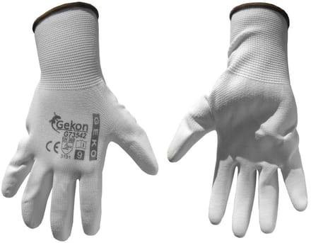 GEKO Katoenen werkhandschoenen - PU-coating - maat 9 - wit - 12 stuks