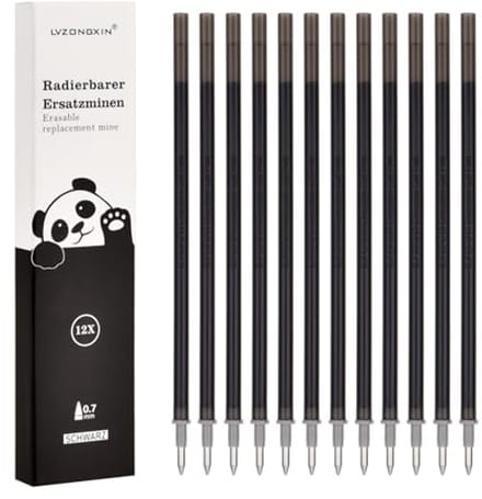 Reservevullingen blauw 12 stuks 0,7 mm uitwisbare inktrol