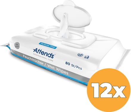 Attends Care Wet Wipes - 12 pakken van 80 doekjes