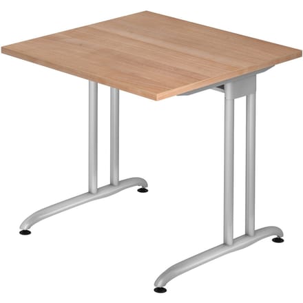 Bureautafel TARA, C-poot, rechthoek, B 800 x D 800 x H 720 mm, notenhoutpatroon