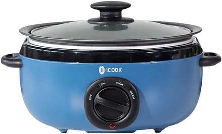 Slowcooker - Stoofpot Pan - Maaltijden Bereiden - Uitneembare Aluminium Pot - 6.5 Quart - Blauw