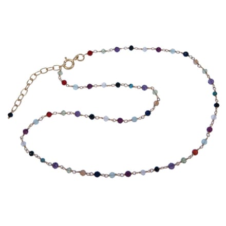Zilveren (verguld) collier Multi stenen(2905g)