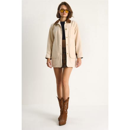 Gabardine Jacket met Faux Suède Kraag