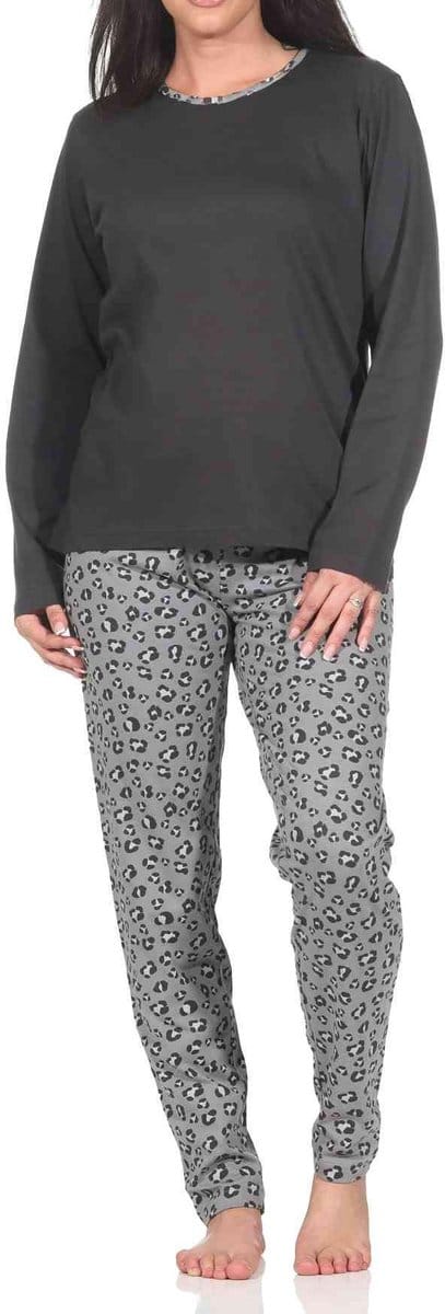 Normann dames pyjama met lange mouwen in prachtige dierenprintlook