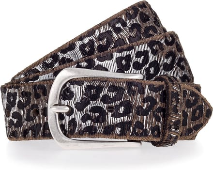 b.belt Leren Riem Cat Silver Belt W100 Anthracite - Silver Zilverkleurig