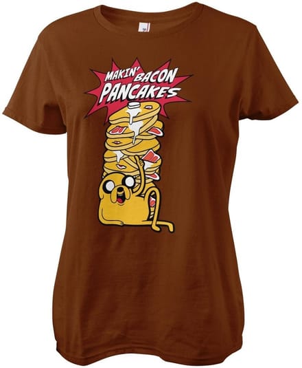 Adventure Time Makin' Bacon -pannenkoeken Girly T-shirt voor dames, bruin