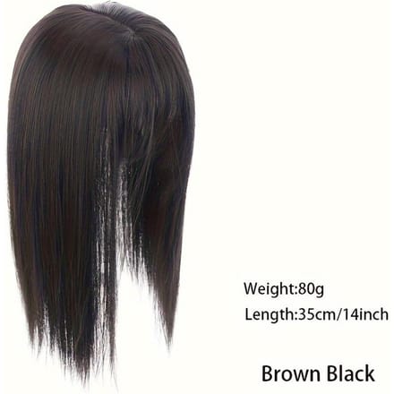 35cm Pruikstuk Recht Haar Toppers Haarstukje Antislip Clip In Vrouwen Pony Franje Natuurlijk Haarextensions Pruik 14inch black