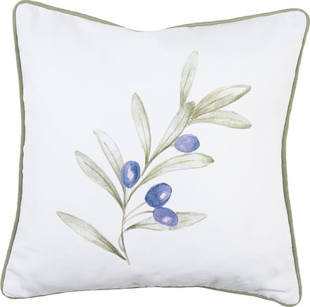 Clayre & Eef Kussenhoes 40x40 cm Wit Katoen Olijven