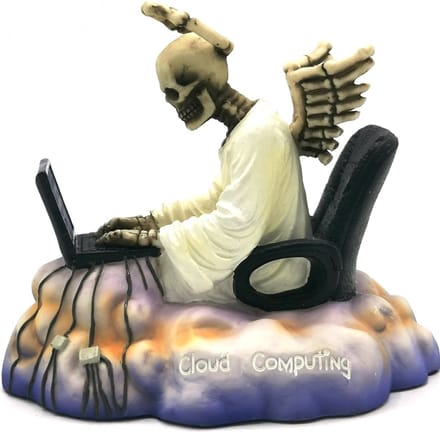 Veronese Design Beeld/figuur - Cloud Computing - Grappig Skelet Figuur - veel details - handbeschilderd - (hxbxd) ca. 11cm x 13cm x 8,5cm