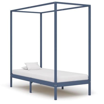 vidaXL - Hemelbedframe - massief - grenenhout - grijs - 90x200 - cm