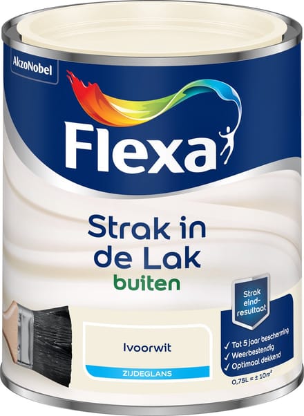 Flexa - Strak In De Lak Buitenlak Zijdeglans - Ivoorwit - 750 Ml