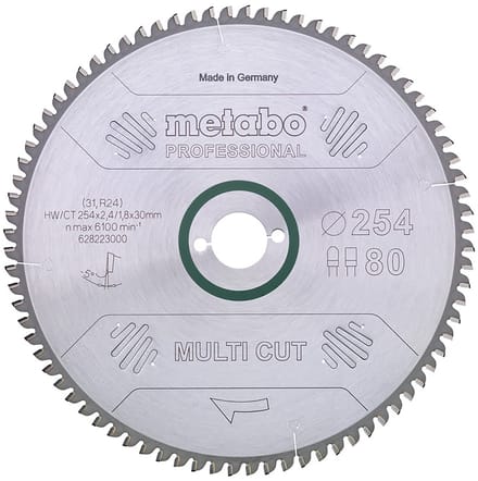 Metabo 628223000 Multi Cut Cirkelzaagblad - 254 x 30 x 80T Hout / Epoxy / Aluminium / Kunststof