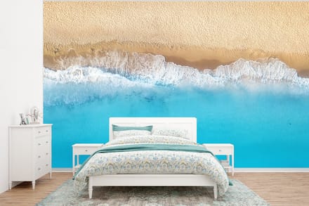 Behang - Fotobehang Strand - Water - Blauw - Breedte 400 cm x hoogte 300 cm