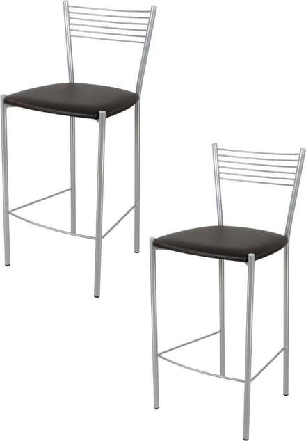 Tommychairs Elegance - Eetkamerstoelen - Set van 2 - Aluminium & Mokka - Kunstleer