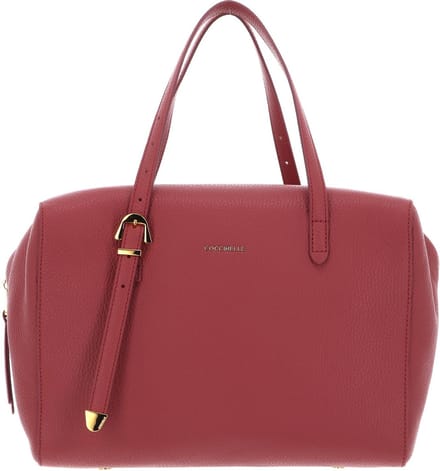 COCCINELLE Leren Handtas Coccinelle Gleen Handbag Grained Leather Pot Lichtrood