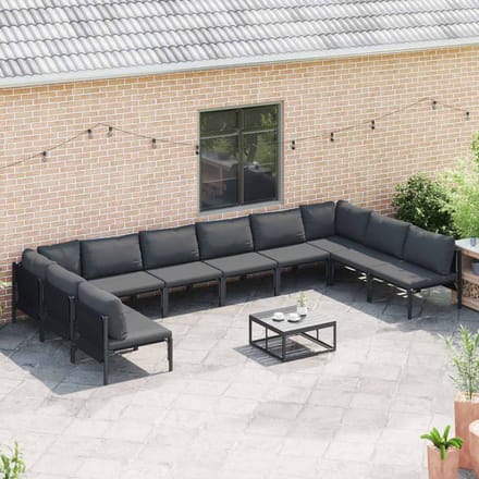 vidaXL - Tuinbank - Set - 10 - st - Zwart - Staal