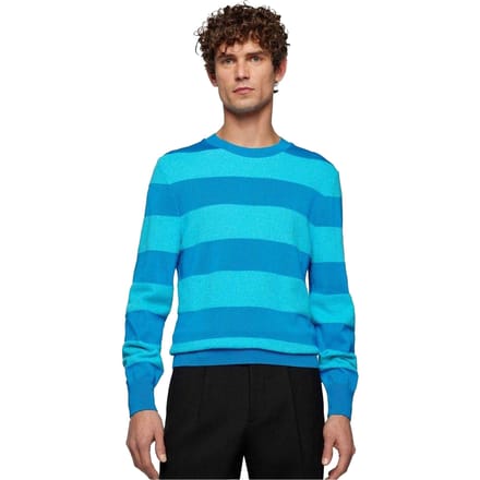 Boss Heren Eromeo Horizontale Streep Regular Trui (Helder Blauw)