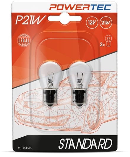 Halogeenlamp BA15s P21W - 12V - Powertec Standard - Blister