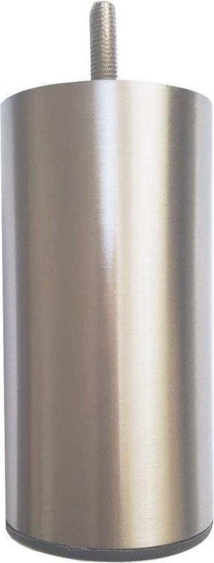 FLE - Stalen meubelpoot rvs look rond ø 6 cm en hoogte 12 cm (M8)