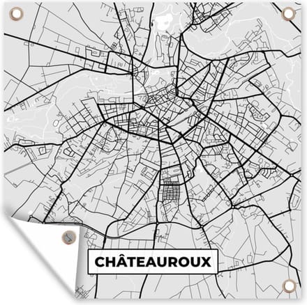 Tuindoek Plattegrond – Châteauroux – Stadskaart – Kaart – Frankrijk - 100x100 cm