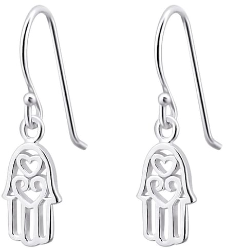 Joy|S - Zilveren Hamsa bedel oorbellen - oorhangers