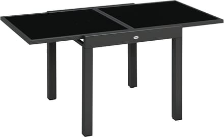 Uitschuifbare tuintafel 160 x 80 cm - Aluminium met gehard glazen blad, modern en elegant