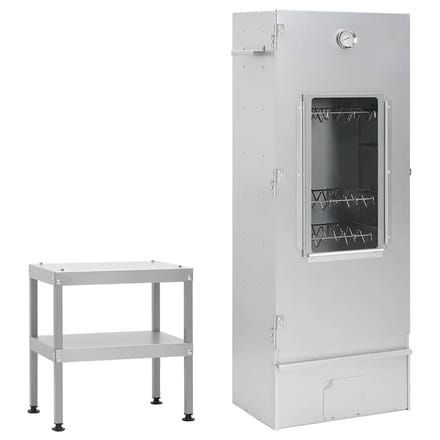 vidaXL - BBQ-rookoven - met - tafel - gegalvaniseerd - staal