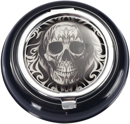 Zak asbak - Draagbaar - Pocket Asbak - Klikslot - Metaal - Skull Design - 6,7 cm