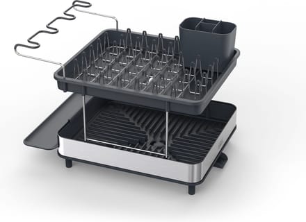Joseph Joseph Excel 2-Laags RVS Afdruiprek – Compact Droogrek met Glazenhouder & Bestekbak