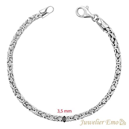 Armband Zilver – Vierkante Koningsarmband Zilver – Dikte 3,5 mm – Lengte 18 CM - MEDIUM
