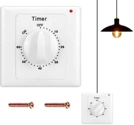 Allecto - Countdown-schakelaar - Tijdschakelaar - Waterdichte timer voor badkamer - Wit - Lichtschakelaar met timer - Geschikt voor ventilators en ...