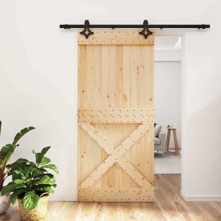 vidaXL - Schuifdeur - 95 - x - 210 - cm - Massief - Pine - Hout - (Onbehandeld)