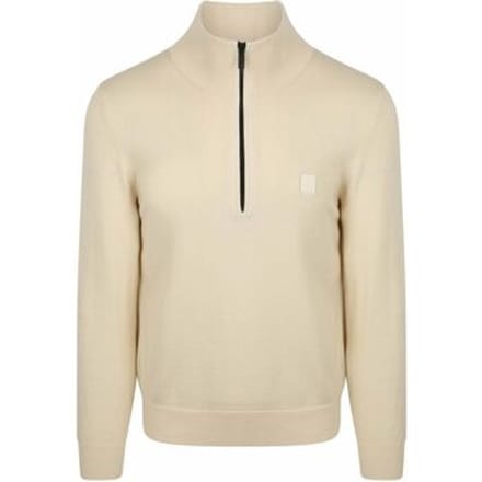 BOSS Kanobix Half Zip Trui Ecru - Maat XXL - Heren - Quarter zip