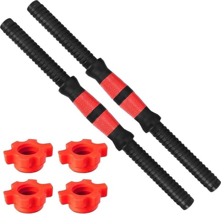 Pack van 2 universele dumbbellstangen van 35 cm met antisliphandgrepen