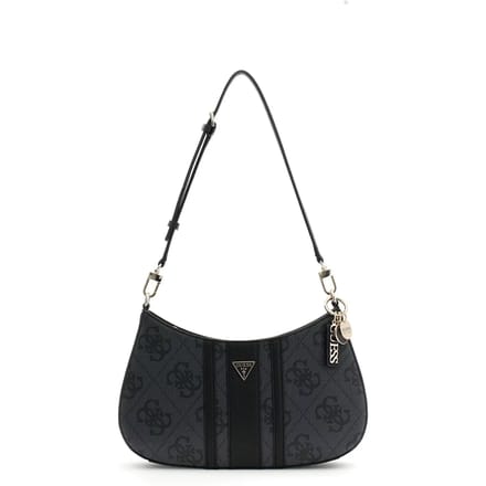 GUESS schoudertas Noelle II Top Zip Shoulder Bag Coal Logo donkergrijs
