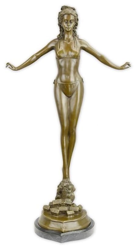Beeld - vrouw in bikini - decoratief - brons - 70,5 cm hoog