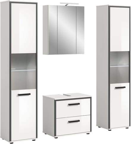 Kojak badkamer incl. verlichting 171cm wit, hoogglans wit.