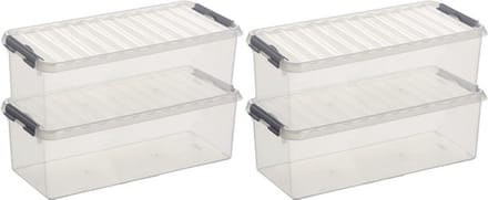 Sunware q-line opberg box/opbergdoos - 6x - 9.5 liter - 48 x 19 x 15 cm - kunststof