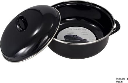 Kitchen Tools - Braadpan Emaille - Met Deksel - Geschikt Voor Alle Warmtebronnen - Zwart